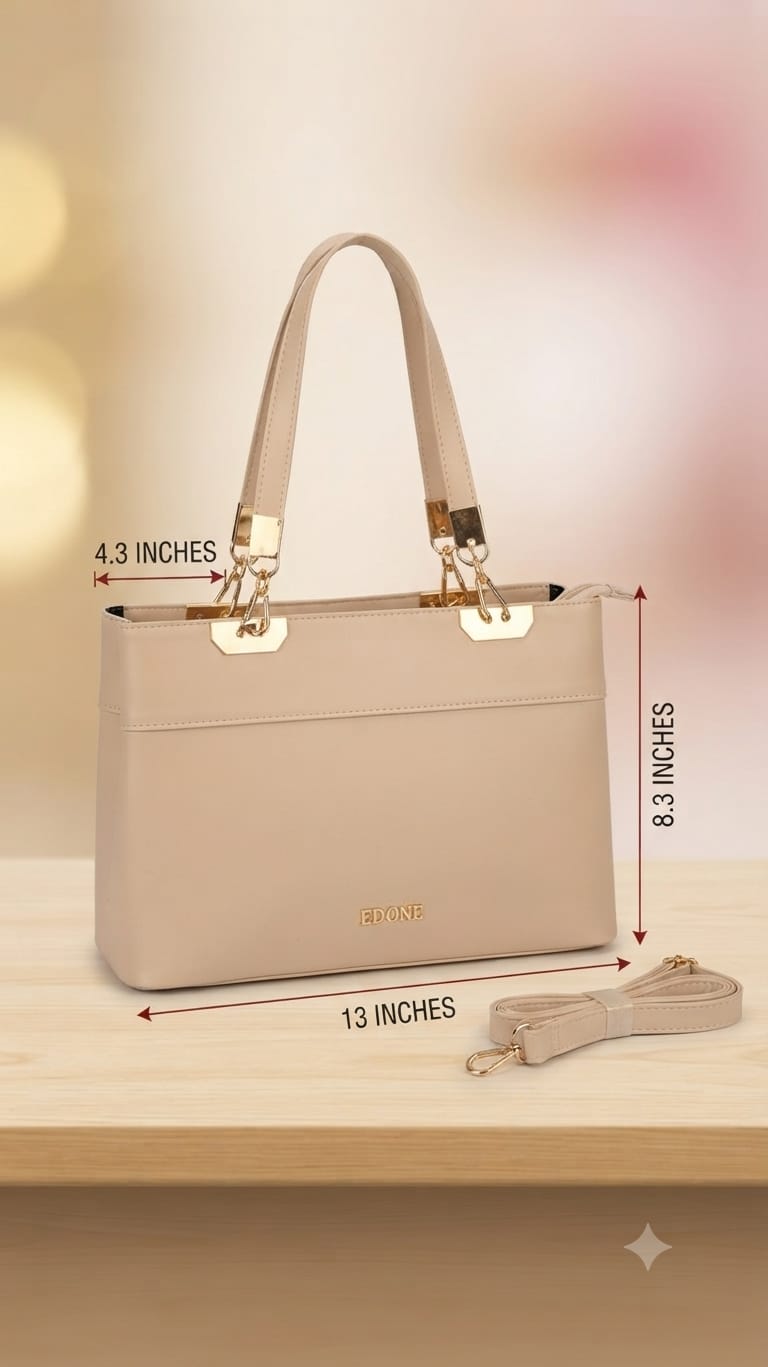 Edone Premium PU Leather Party Handbag with Long Strap in Tan, Green & Peach | Elegant Multi-Compartment Evening Purse
