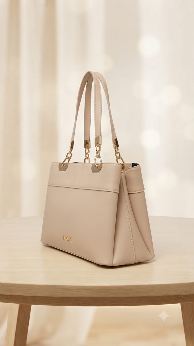 Edone Premium PU Leather Party Handbag with Long Strap in Tan, Green & Peach | Elegant Multi-Compartment Evening Purse