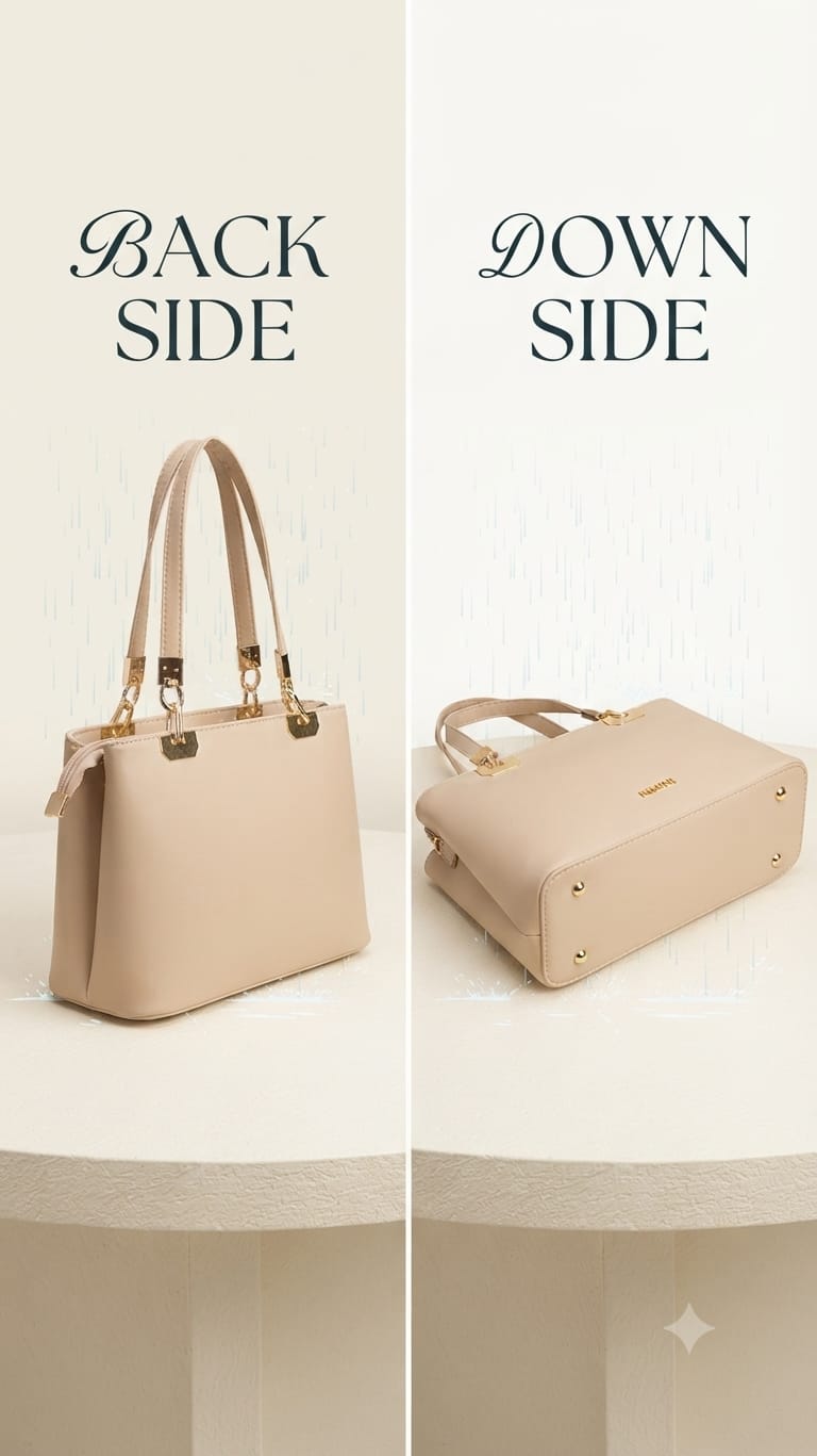 Edone Premium PU Leather Party Handbag with Long Strap in Tan, Green & Peach | Elegant Multi-Compartment Evening Purse