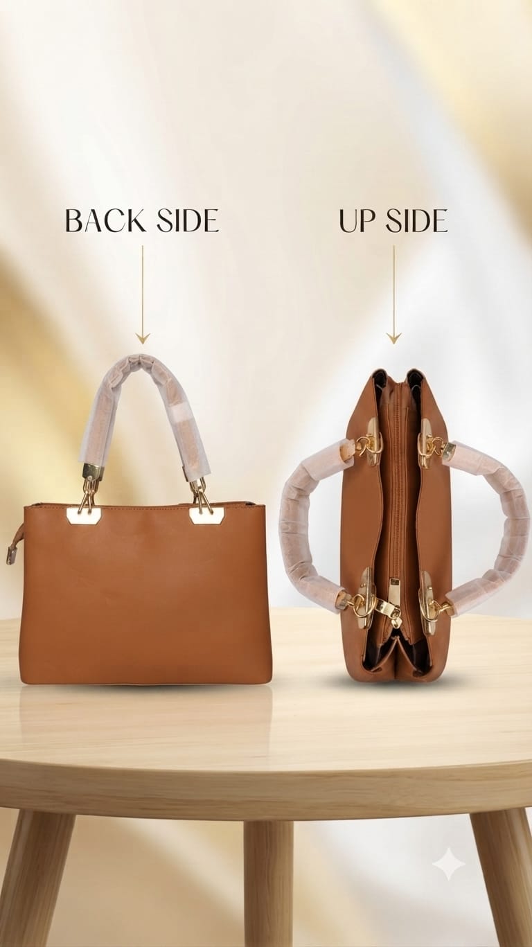 Edone Premium PU Leather Party Handbag with Long Strap in Tan, Green & Peach | Elegant Multi-Compartment Evening Purse
