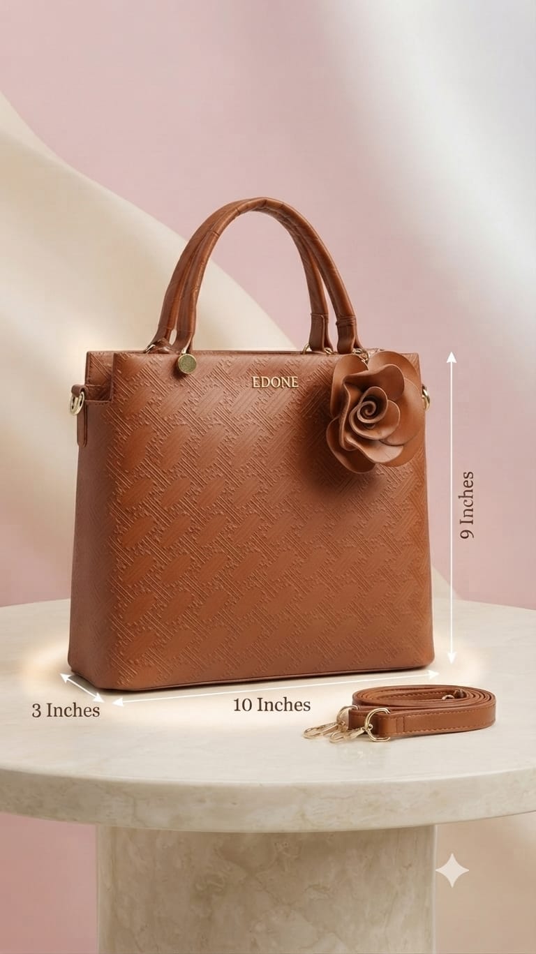 Edone Premium PU Leather Fancy Handbag for Women | Stylish Handbag with Handle | 1 Compartment + 2 Inside Pockets | Elegant Pink & Black Daily Use Handbag