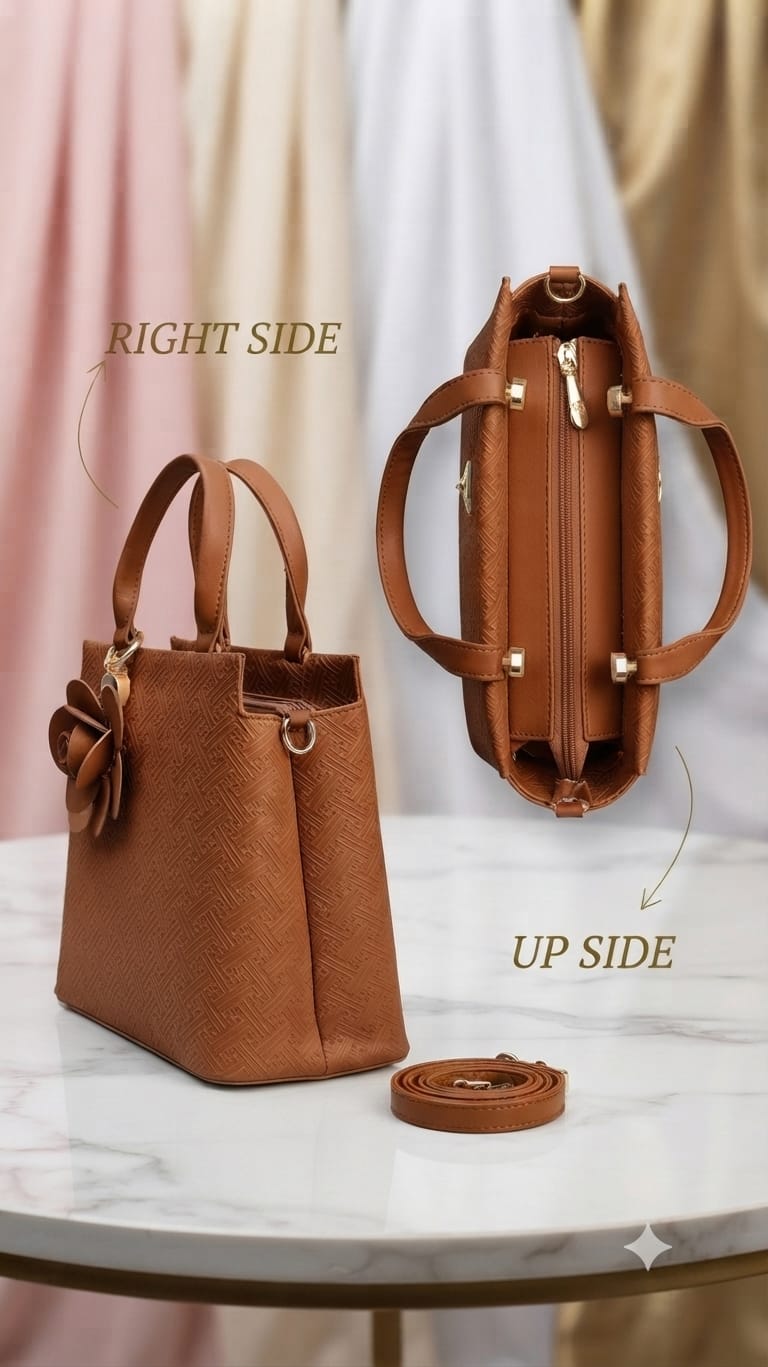 Edone Premium PU Leather Fancy Handbag for Women | Stylish Handbag with Handle | 1 Compartment + 2 Inside Pockets | Elegant Pink & Black Daily Use Handbag