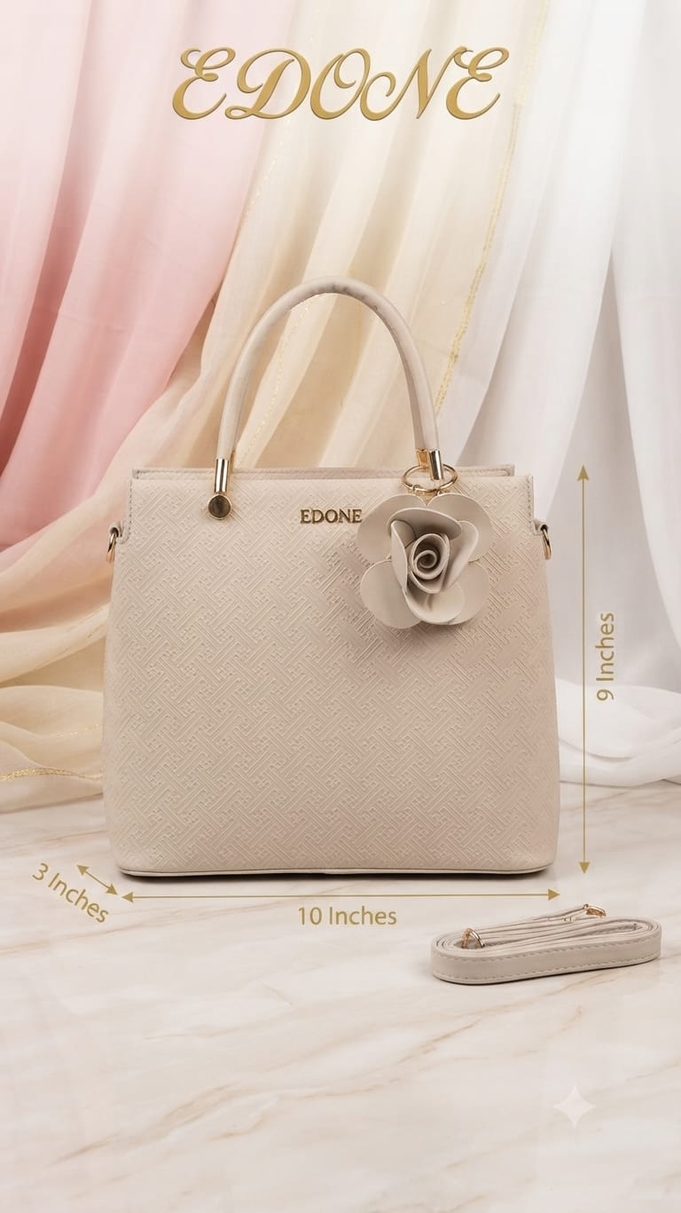 Edone Premium PU Leather Fancy Handbag for Women | Stylish Handbag with Handle | 1 Compartment + 2 Inside Pockets | Elegant Pink & Black Daily Use Handbag