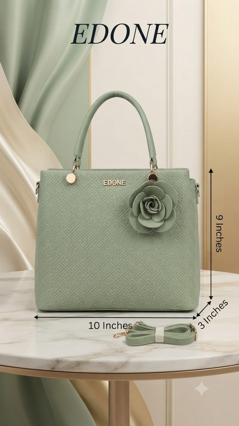 Edone Premium PU Leather Fancy Handbag for Women | Stylish Handbag with Handle | 1 Compartment + 2 Inside Pockets | Elegant Pink & Black Daily Use Handbag