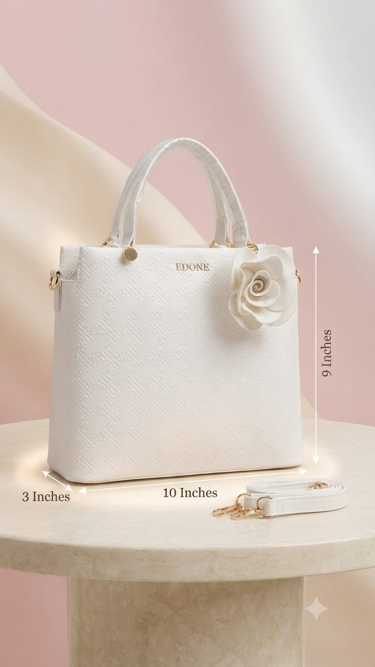 Edone Premium PU Leather Fancy Handbag for Women | Stylish Handbag with Handle | 1 Compartment + 2 Inside Pockets | Elegant Pink & Black Daily Use Handbag
