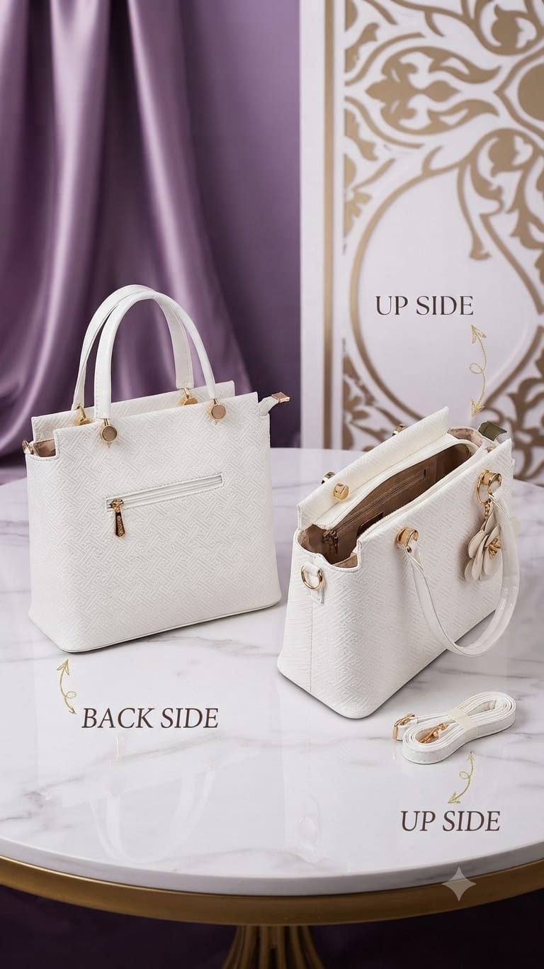 Edone Premium PU Leather Fancy Handbag for Women | Stylish Handbag with Handle | 1 Compartment + 2 Inside Pockets | Elegant Pink & Black Daily Use Handbag