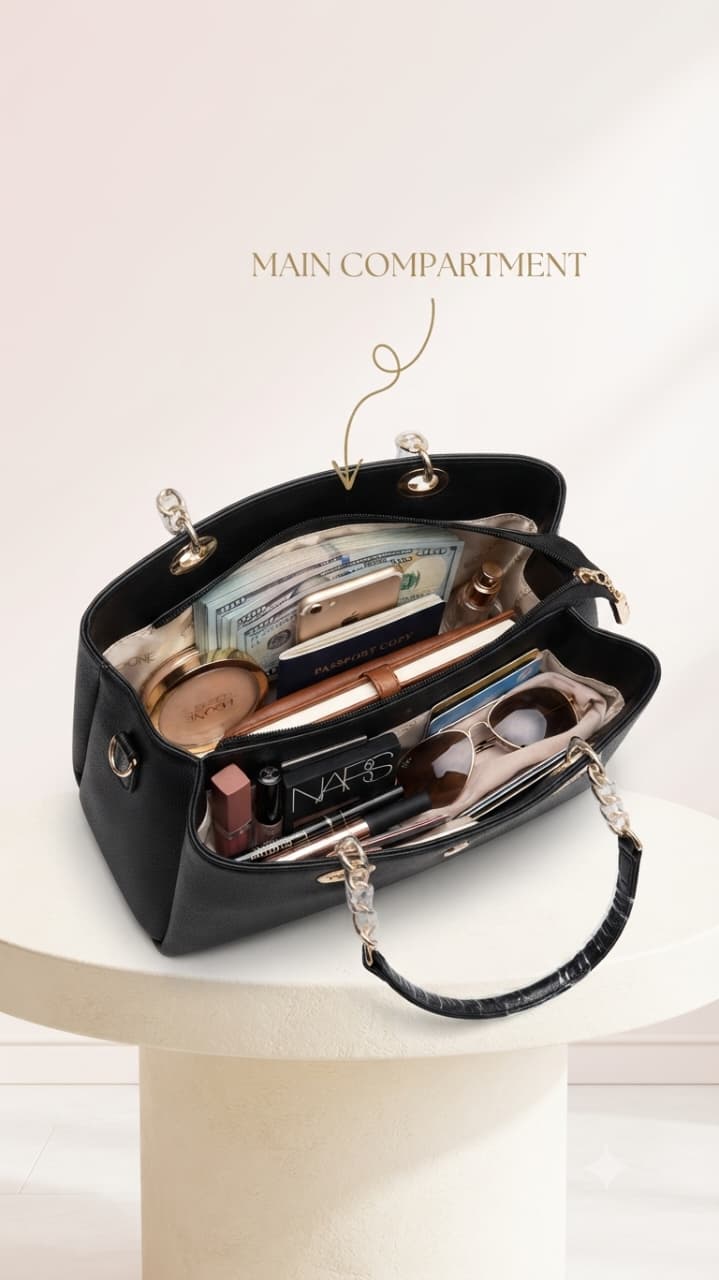 Edone Premium PU Leather Party Handbag with Long Strap in Black, Maroon, Off-White & Camel | Elegant Multi-Compartment Evening Purse