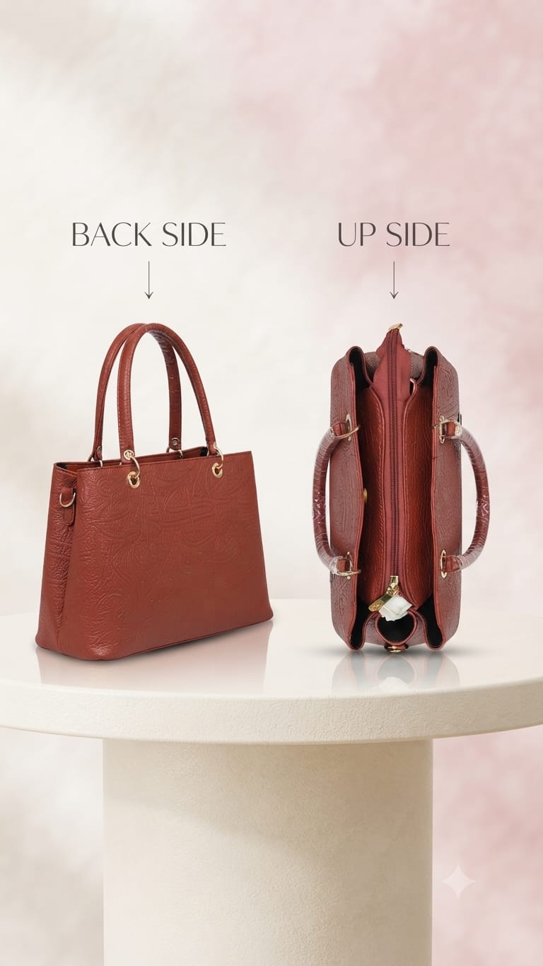 Edone Premium PU Leather Party Handbag with Long Strap in Black, Maroon, Off-White & Camel | Elegant Multi-Compartment Evening Purse