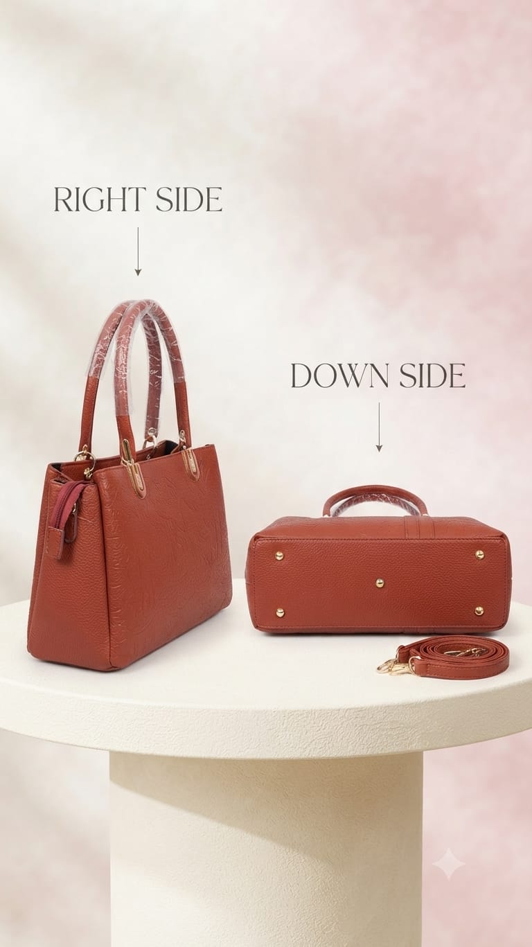 Edone Premium PU Leather Party Handbag with Long Strap in Black, Maroon, Off-White & Camel | Elegant Multi-Compartment Evening Purse