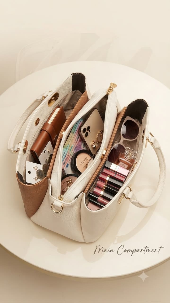 Edone Premium PU Leather Party Handbag with Long Strap in Black, Maroon, Off-White & Camel | Elegant Multi-Compartment Evening Purse