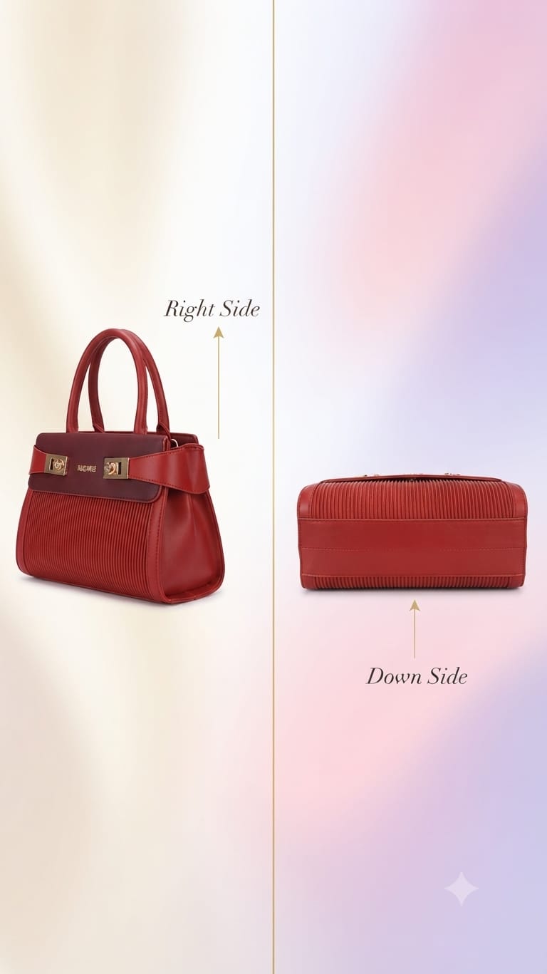 Edone Premium PU Leather Party Handbag with Long Strap in Cream, Maroon & Tan | Elegant Multi-Compartment Evening Purse