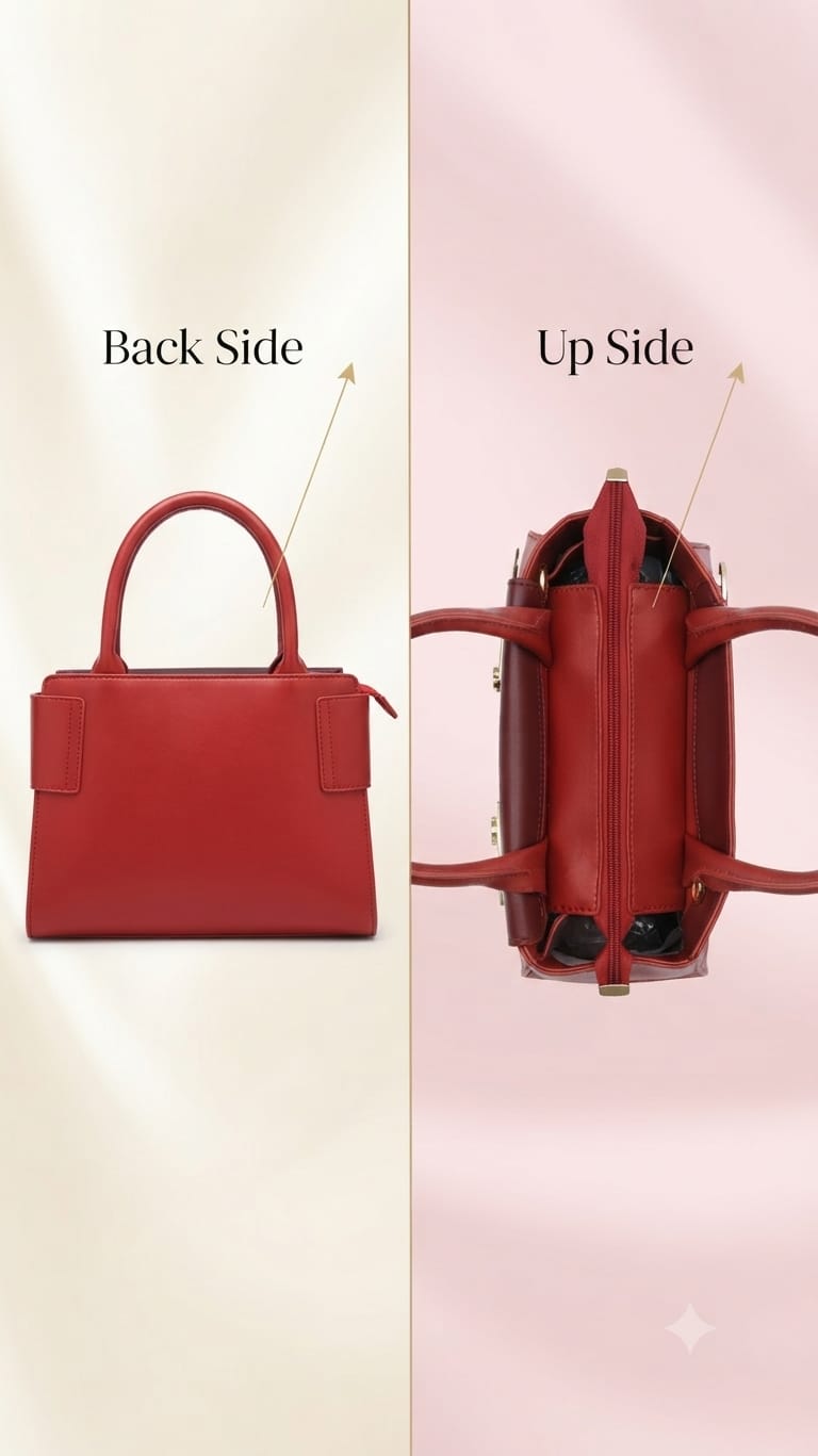 Edone Premium PU Leather Party Handbag with Long Strap in Cream, Maroon & Tan | Elegant Multi-Compartment Evening Purse