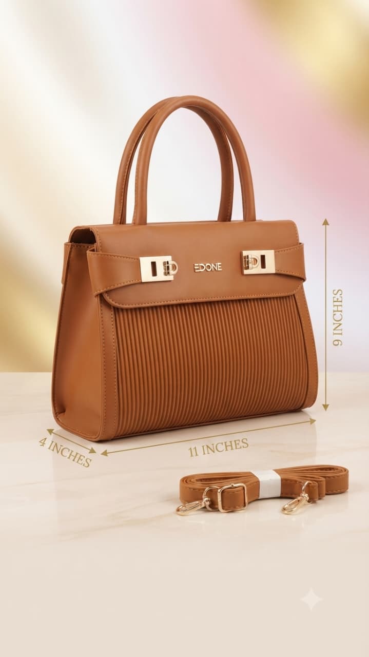 Edone Premium PU Leather Party Handbag with Long Strap in Cream, Maroon & Tan | Elegant Multi-Compartment Evening Purse