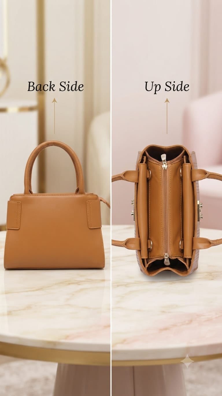 Edone Premium PU Leather Party Handbag with Long Strap in Cream, Maroon & Tan | Elegant Multi-Compartment Evening Purse