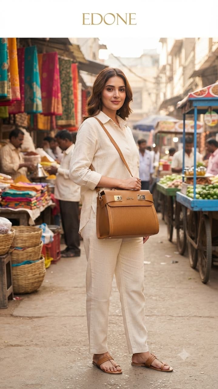 Edone Premium PU Leather Party Handbag with Long Strap in Cream, Maroon & Tan | Elegant Multi-Compartment Evening Purse