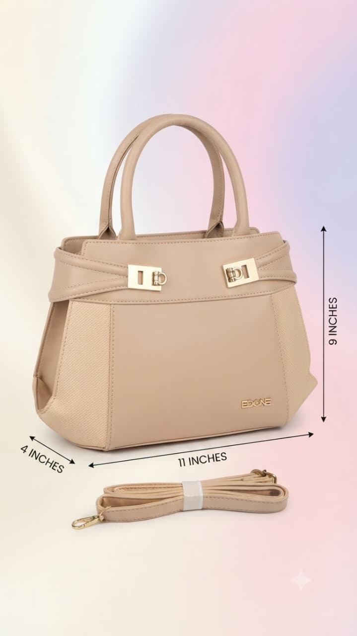 Edone Premium PU Leather Party Handbag with Long Strap in Cream, Maroon & Tan | Elegant Multi-Compartment Evening Purse