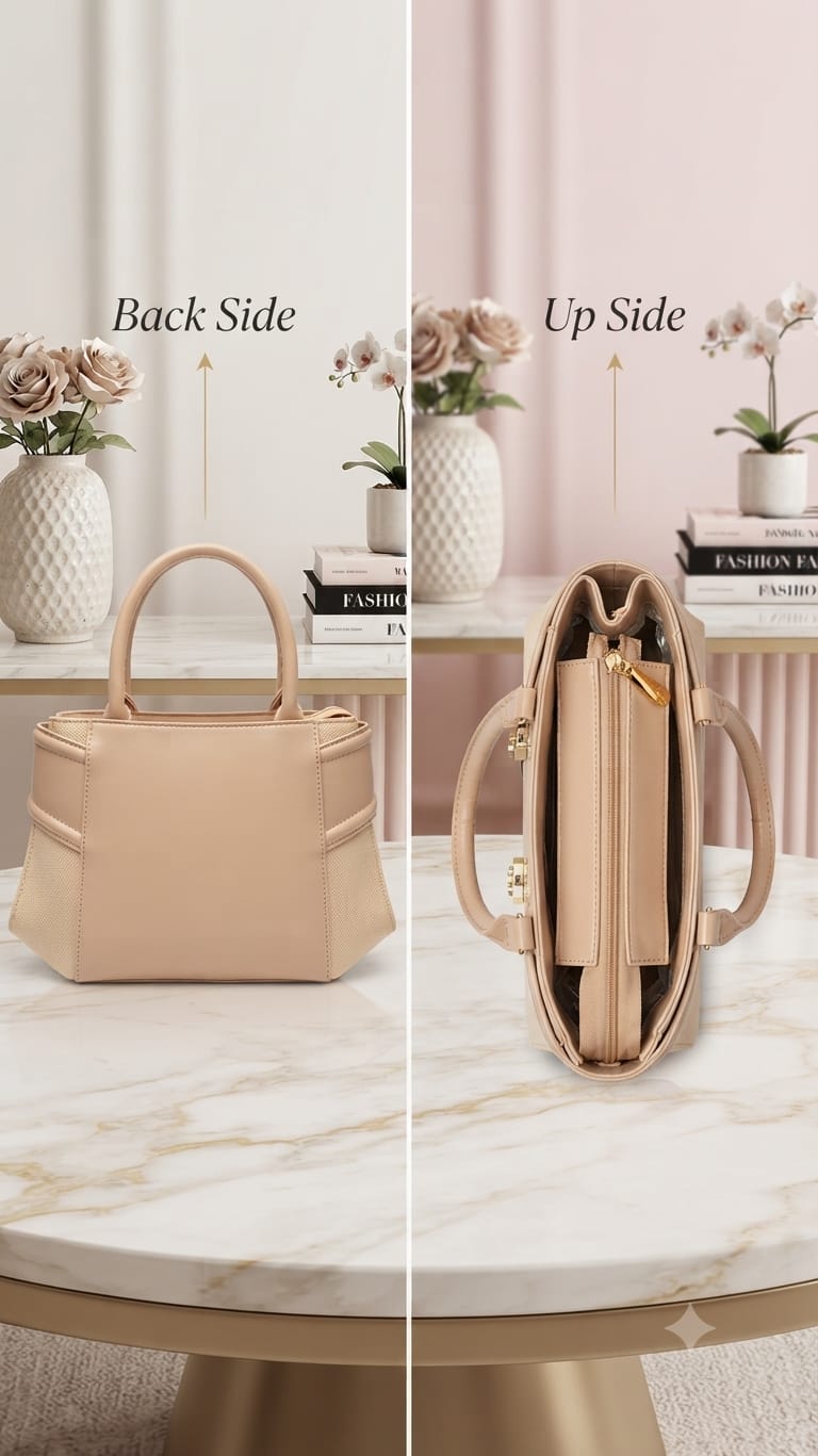 Edone Premium PU Leather Party Handbag with Long Strap in Cream, Maroon & Tan | Elegant Multi-Compartment Evening Purse