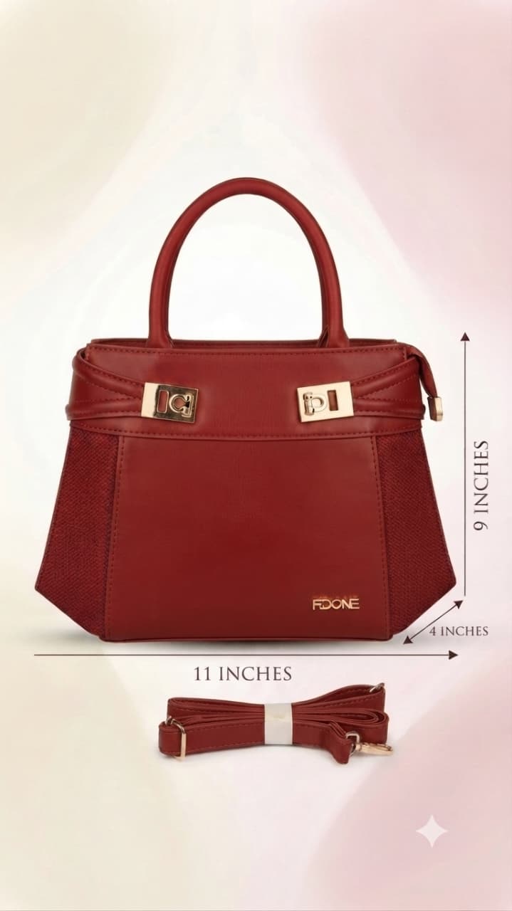 Edone Premium PU Leather Party Handbag with Long Strap in Cream, Maroon & Tan | Elegant Multi-Compartment Evening Purse