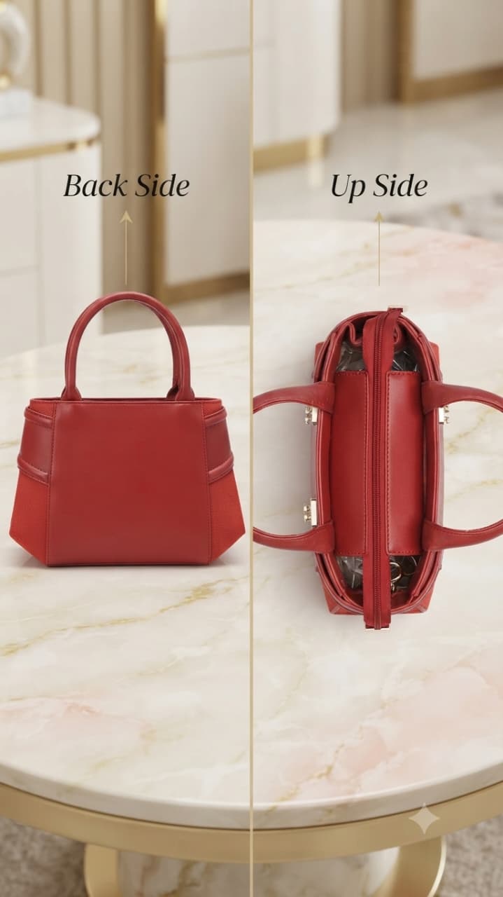 Edone Premium PU Leather Party Handbag with Long Strap in Cream, Maroon & Tan | Elegant Multi-Compartment Evening Purse