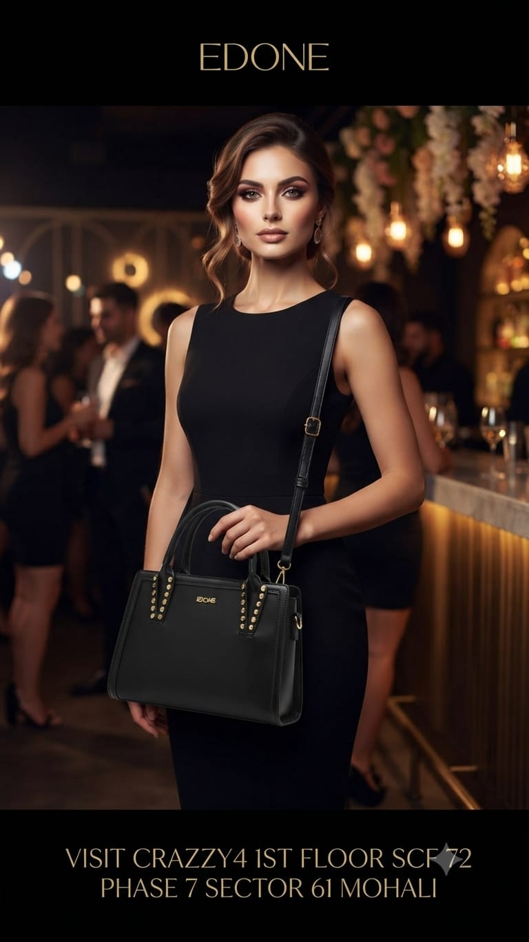 Edone Premium PU Leather Party Handbag with Long Strap in Black, Maroon, Off-White, Camel, Pink & Tan | Elegant Multi-Compartment Evening Purse