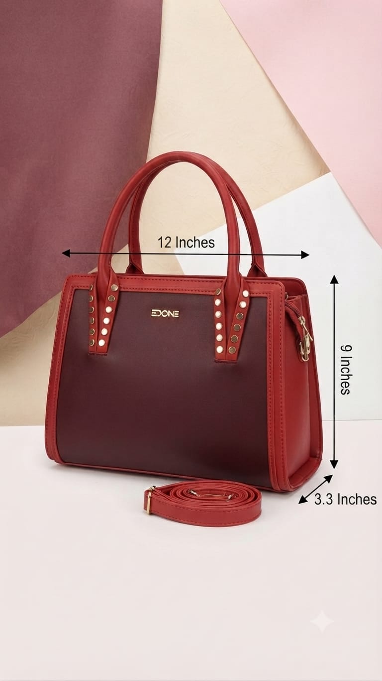 Edone Premium PU Leather Party Handbag with Long Strap in Black, Maroon, Off-White, Camel, Pink & Tan | Elegant Multi-Compartment Evening Purse