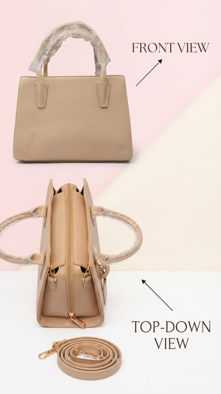 Edone Premium PU Leather Party Handbag with Long Strap in Black, Maroon, Off-White, Camel, Pink & Tan | Elegant Multi-Compartment Evening Purse