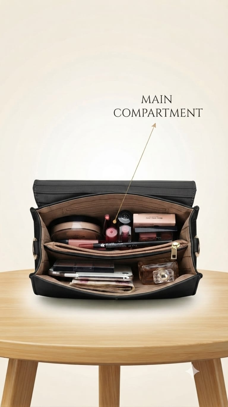 Imported Premium PU Leather Party Handbag with Long Strap in Black, Red, Green, Pink & Brown | Elegant Multi-Compartment Evening Purse