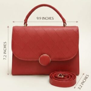 Imported Premium PU Leather Party Handbag with Long Strap in Black, Red, Green, Pink & Brown | Elegant Multi-Compartment Evening Purse