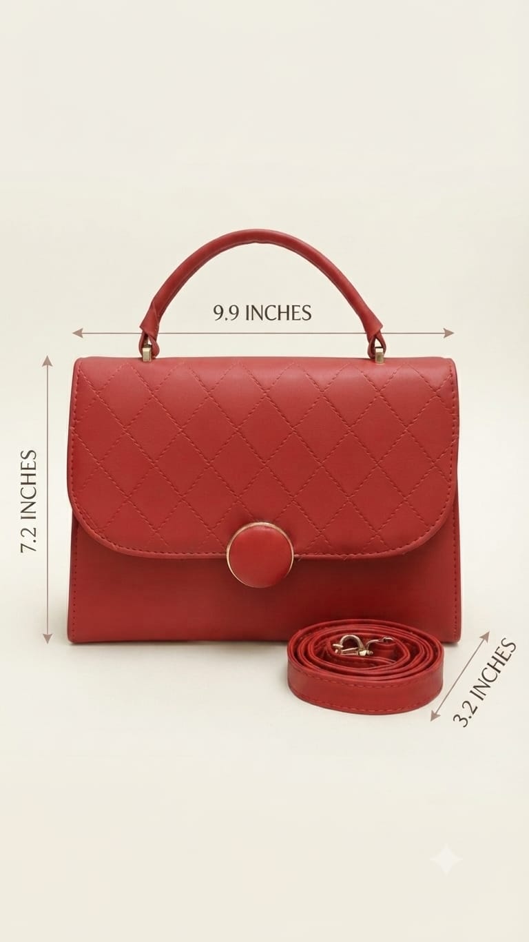 Imported Premium PU Leather Party Handbag with Long Strap in Black, Red, Green, Pink & Brown | Elegant Multi-Compartment Evening Purse