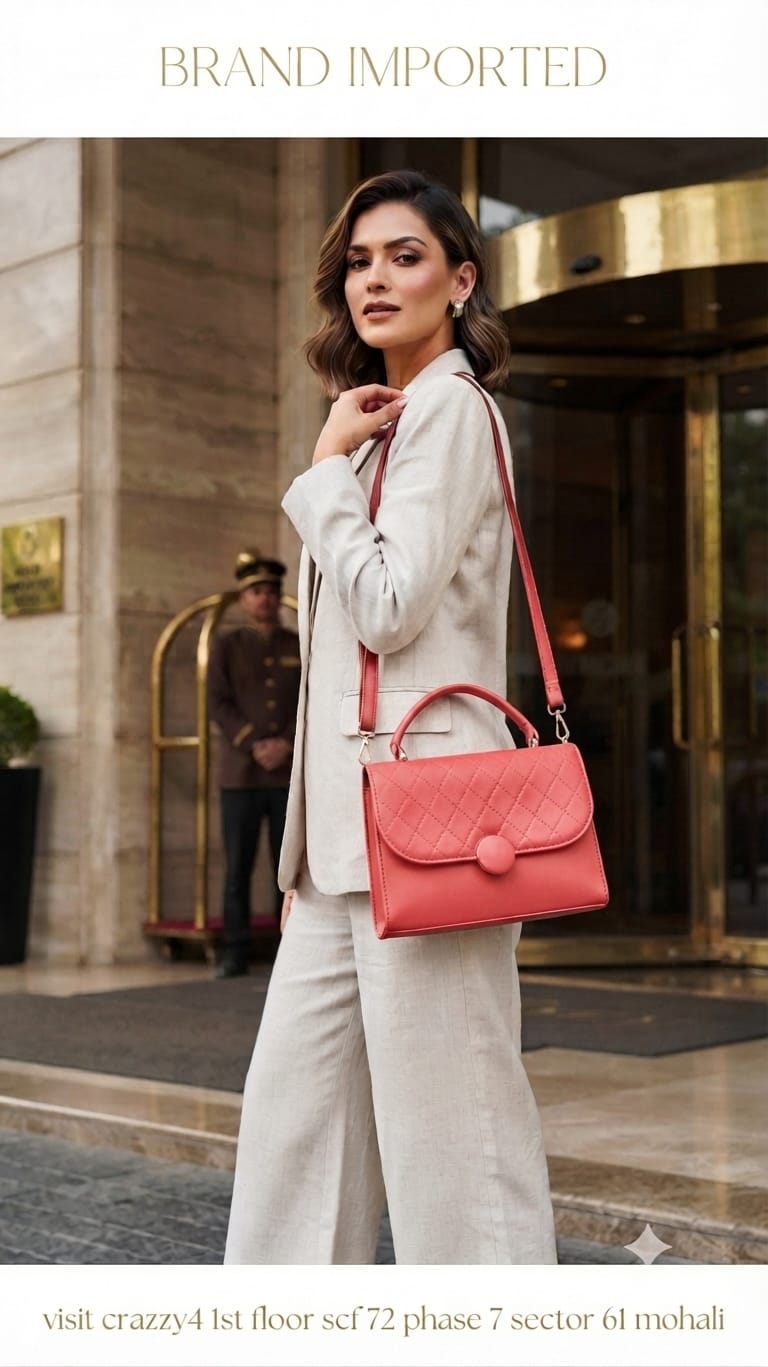 Imported Premium PU Leather Party Handbag with Long Strap in Black, Red, Green, Pink & Brown | Elegant Multi-Compartment Evening Purse