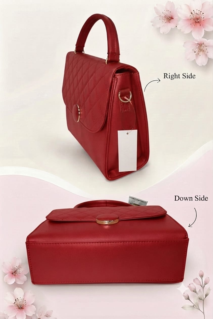 Imported Premium PU Leather Party Handbag with Long Strap in Black, Red, Green, Pink & Brown | Elegant Multi-Compartment Evening Purse