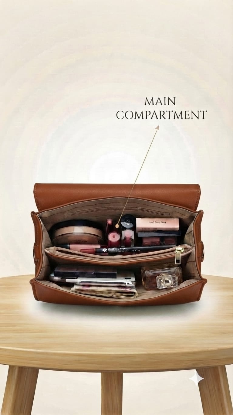 Imported Premium PU Leather Party Handbag with Long Strap in Black, Red, Green, Pink & Brown | Elegant Multi-Compartment Evening Purse