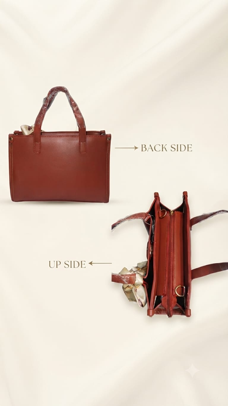 Edone Premium PU Leather Party Handbag with Long Strap in Red, Camel, Off-White & Green | Elegant Multi-Compartment Evening Purse
