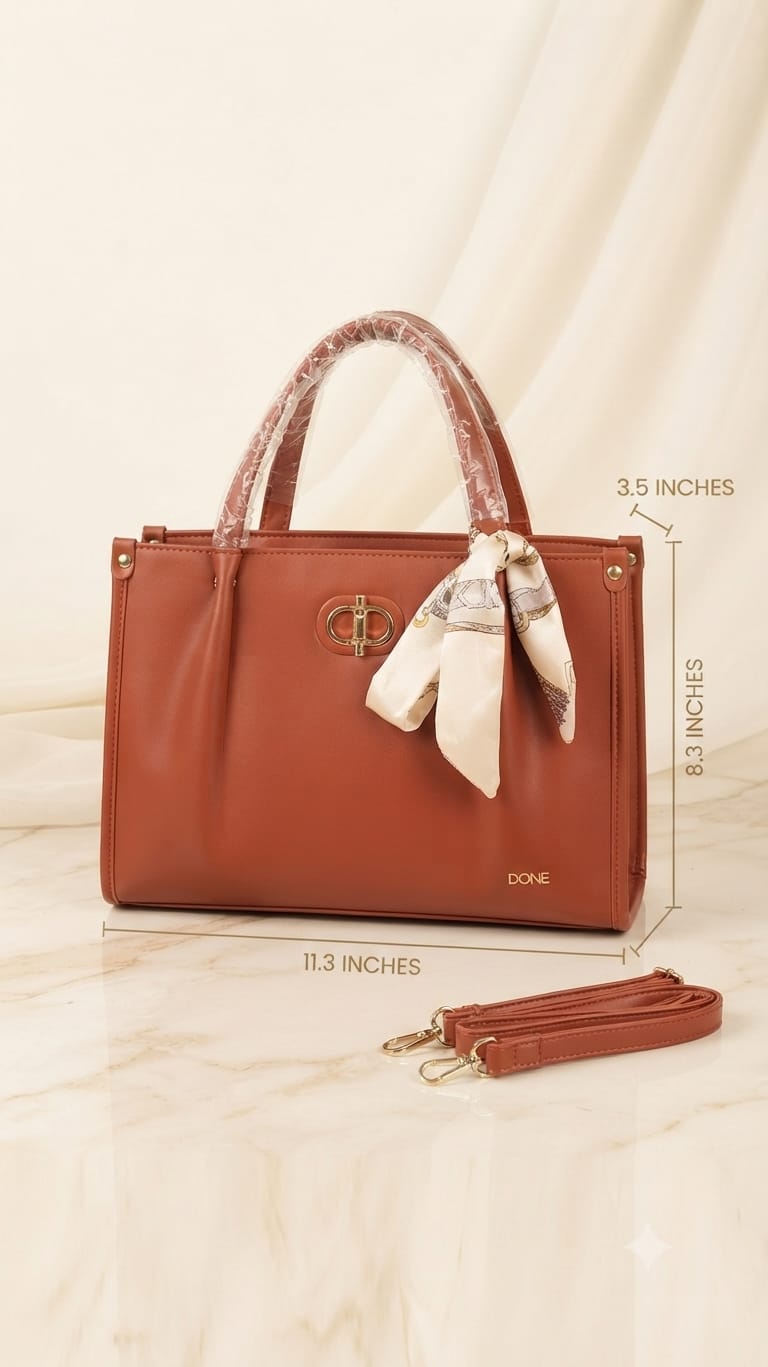 Edone Premium PU Leather Party Handbag with Long Strap in Red, Camel, Off-White & Green | Elegant Multi-Compartment Evening Purse
