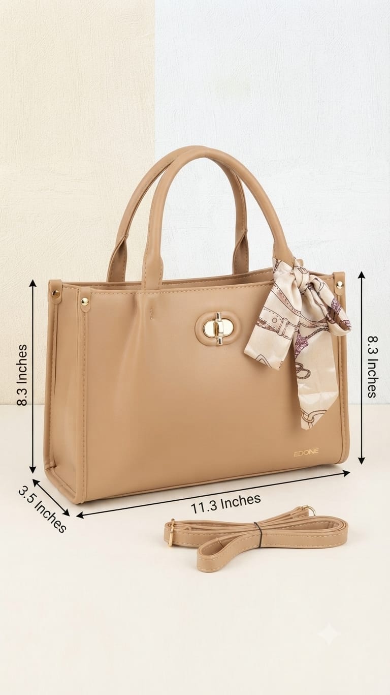 Edone Premium PU Leather Party Handbag with Long Strap in Red, Camel, Off-White & Green | Elegant Multi-Compartment Evening Purse