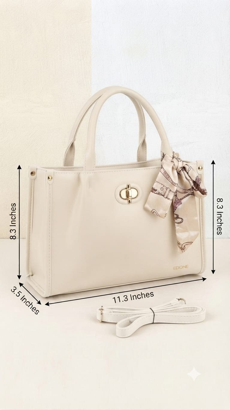Edone Premium PU Leather Party Handbag with Long Strap in Red, Camel, Off-White & Green | Elegant Multi-Compartment Evening Purse