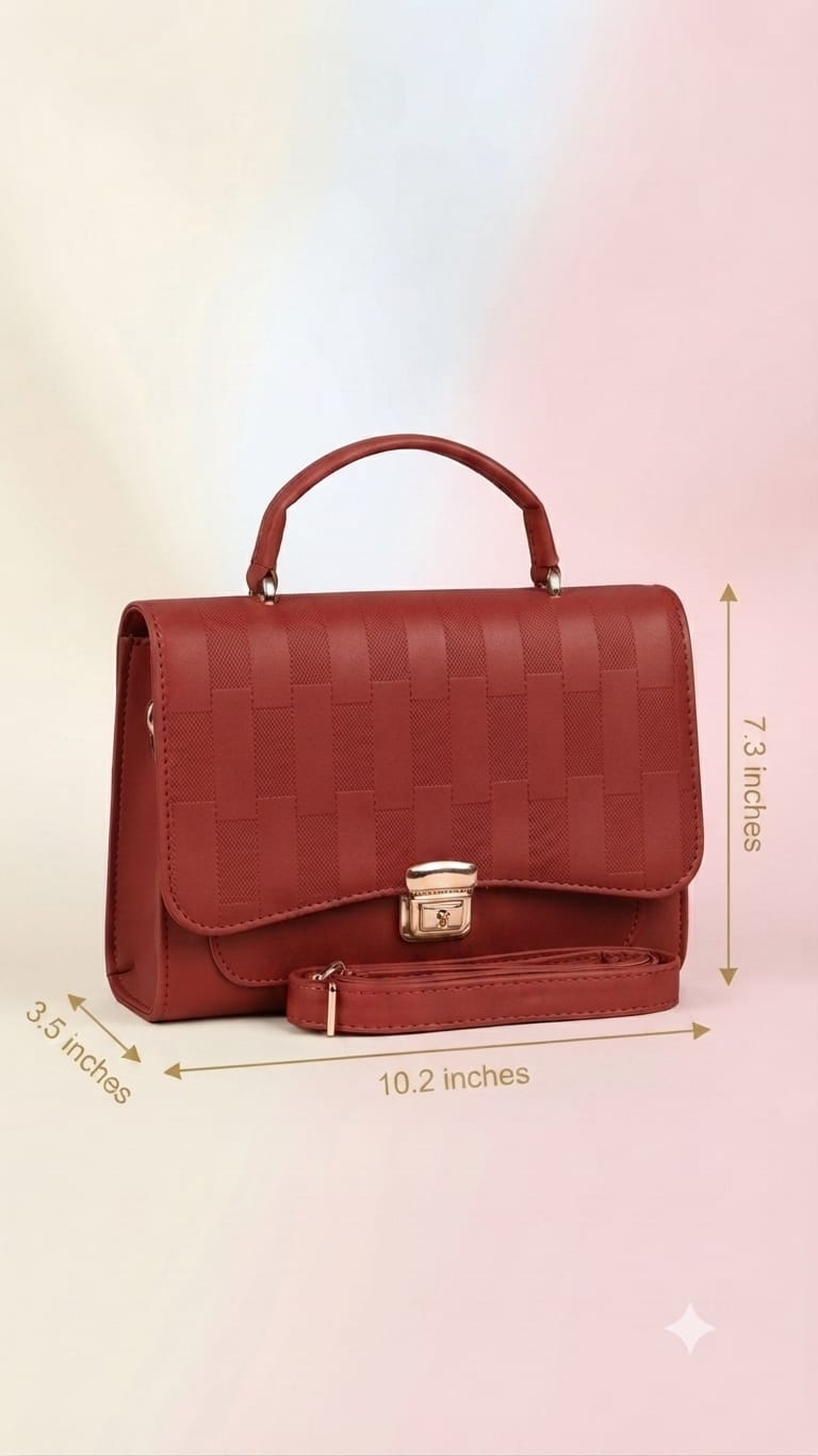 Imported Premium PU Leather Party Handbag with Long Strap | Elegant Multi-Compartment Evening Purse