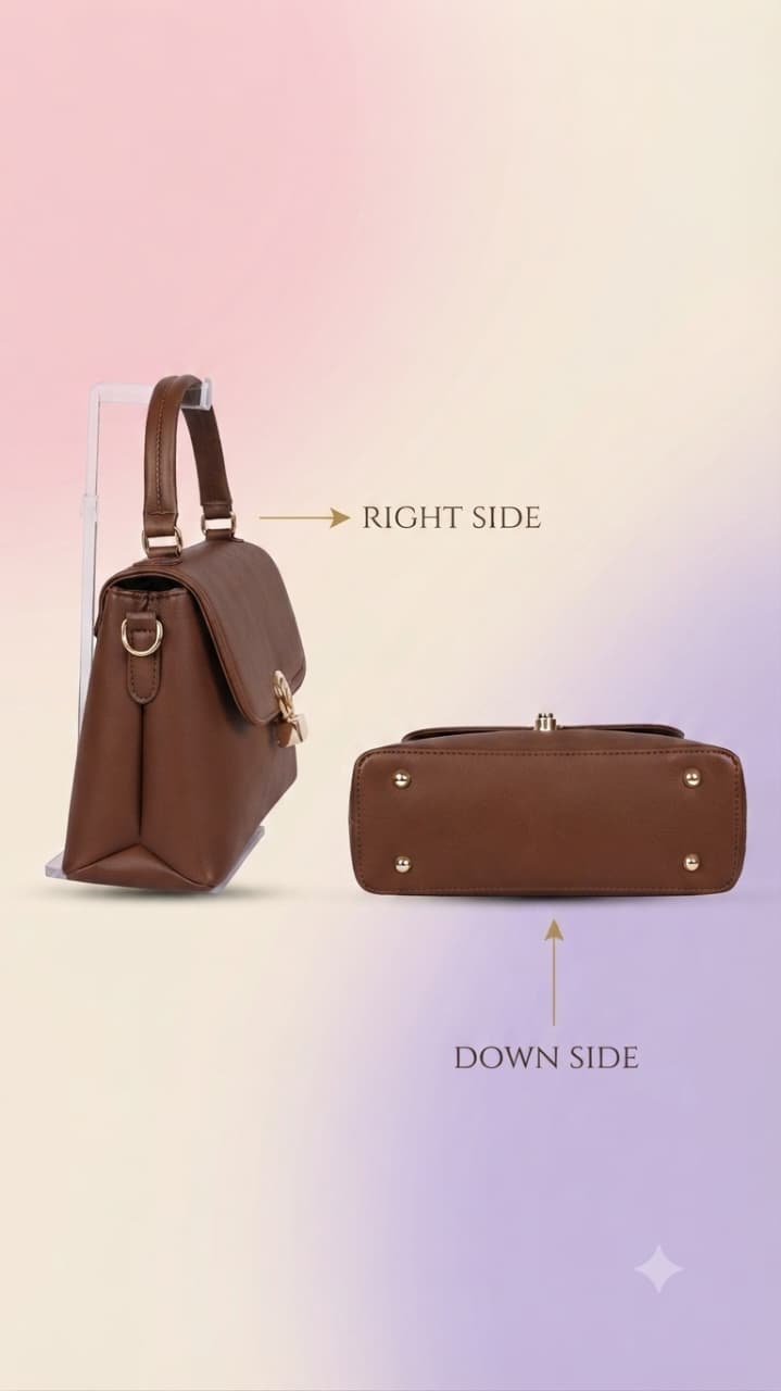 Imported Premium PU Leather Semi-Formal Sling Handbag with Long Strap | Dual Zip & Multi-Compartment Purse