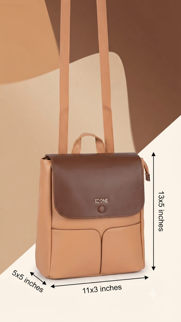 EDONE Premium PU Leather Backpack for Women | Multi-Compartment College, Office & Travel Bag