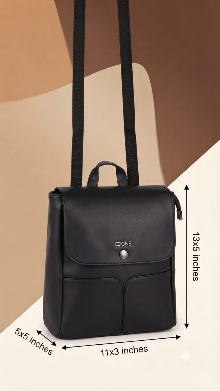 EDONE Premium PU Leather Backpack for Women | Multi-Compartment College, Office & Travel Bag
