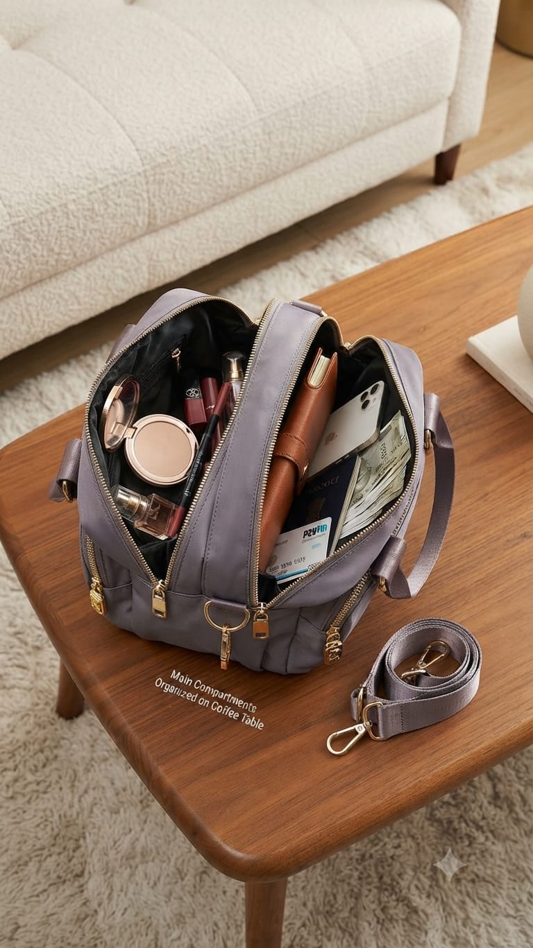 Imported Sarteene Premium PU Leather Travel Backpack | Multi-Zip Daily Kit Bag with Long Strap