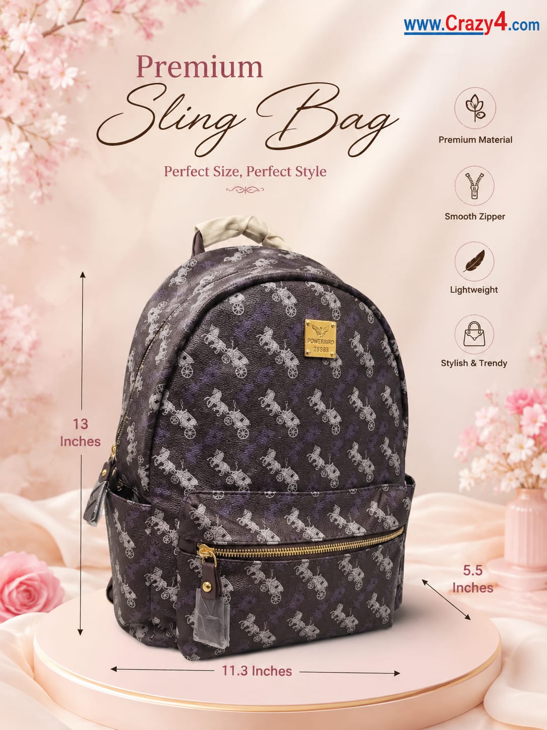 Imported Premium PU Leather Backpack for Women | Multi-Compartment College, Office & Travel Bag