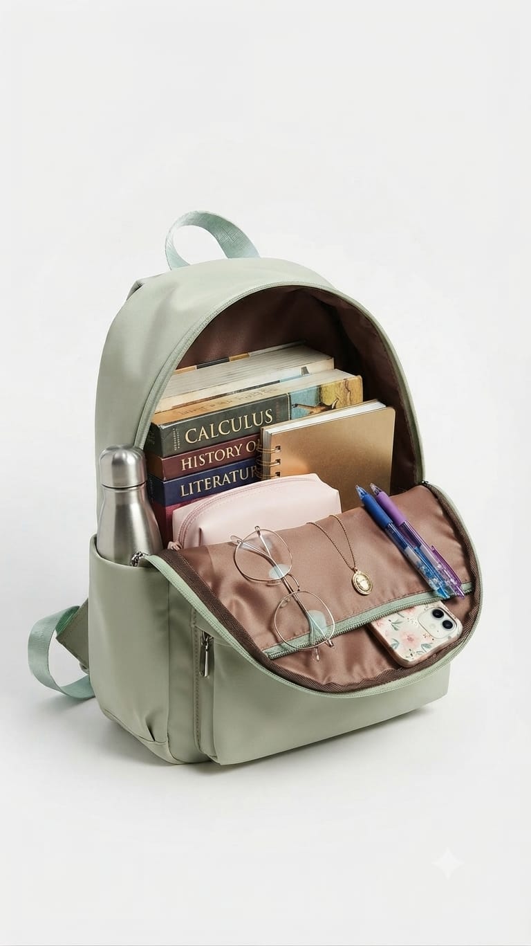 Imported Pure Sarteene Waterproof Backpack for Women | Multi-Compartment College, Office & Travel Bag