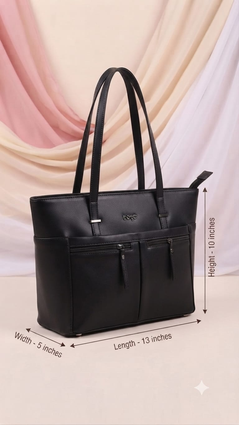 Edge Premium PU Leather Shoulder Bag for Women | Multi-Compartment College, Office, School & Travel Tote