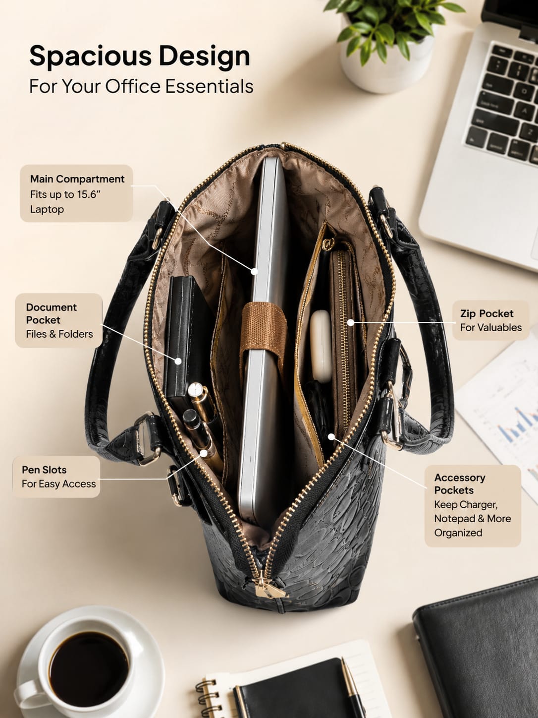 Peris & Classic Premium Pure PU Convertible Handle Backpack | Elegant Multi-Compartment Party Bag