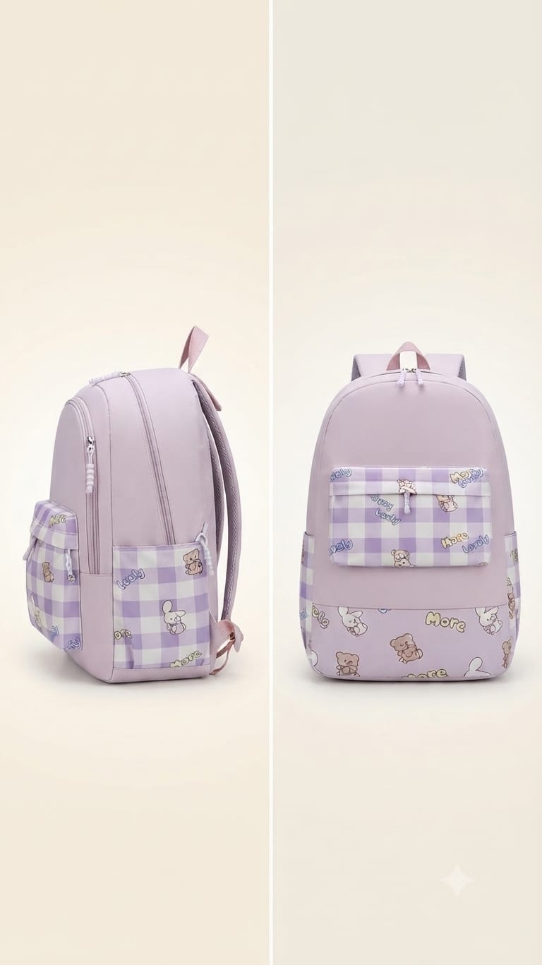 Imported Pure Cotton Backpack for Women & Girls | Multi-Compartment School & College Bag