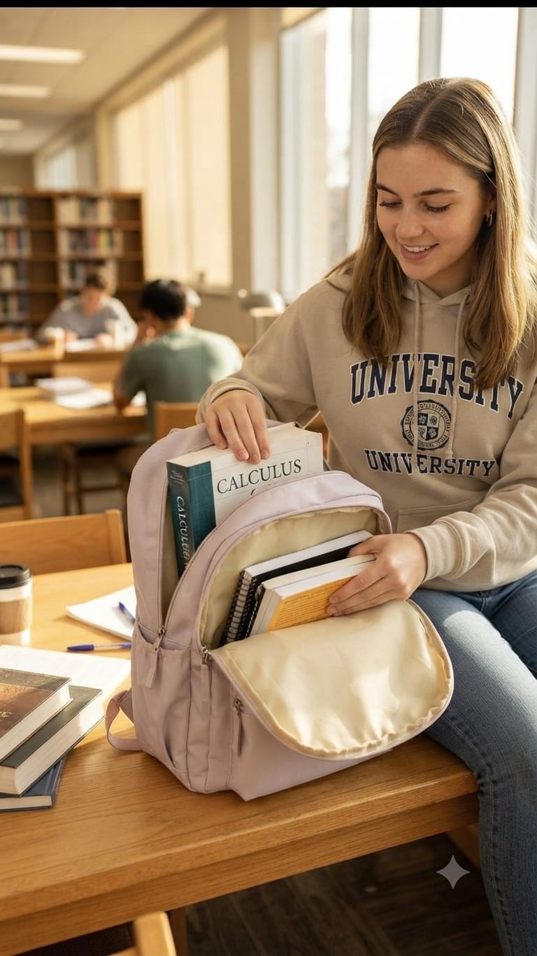 Imported Pure Cotton Backpack for Women & Girls | Multi-Compartment School & College Bag