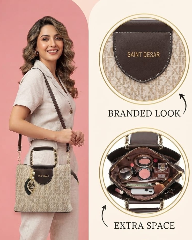 Saint Desar Premium PU Leather Sling Bag in 4 Trending Shades | High-End Stylish Crossbody Purse for Girls & Women