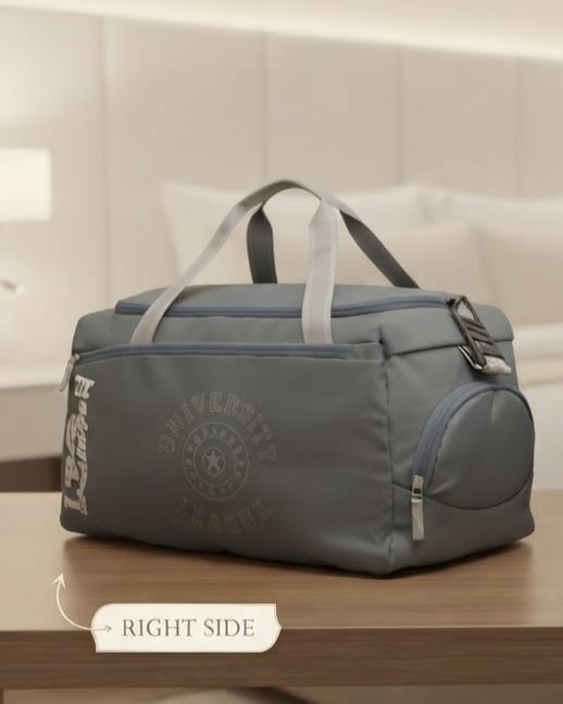 EDGE Premium Travel Duffle Bag in Grey, Black & Green | High-End Unisex Luggage & Weekender Purse