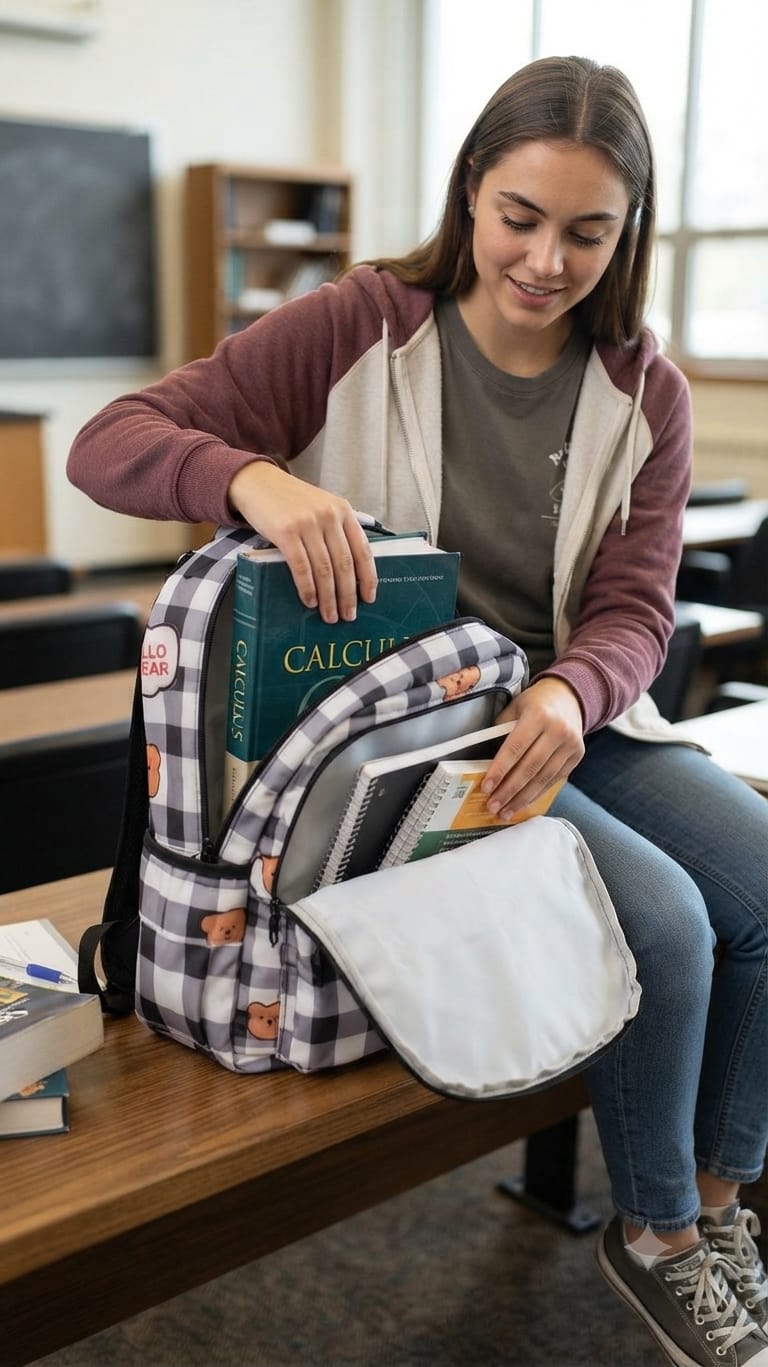Imported Pure Cotton Backpack for Women & Girls | Multi-Compartment School & College Bag